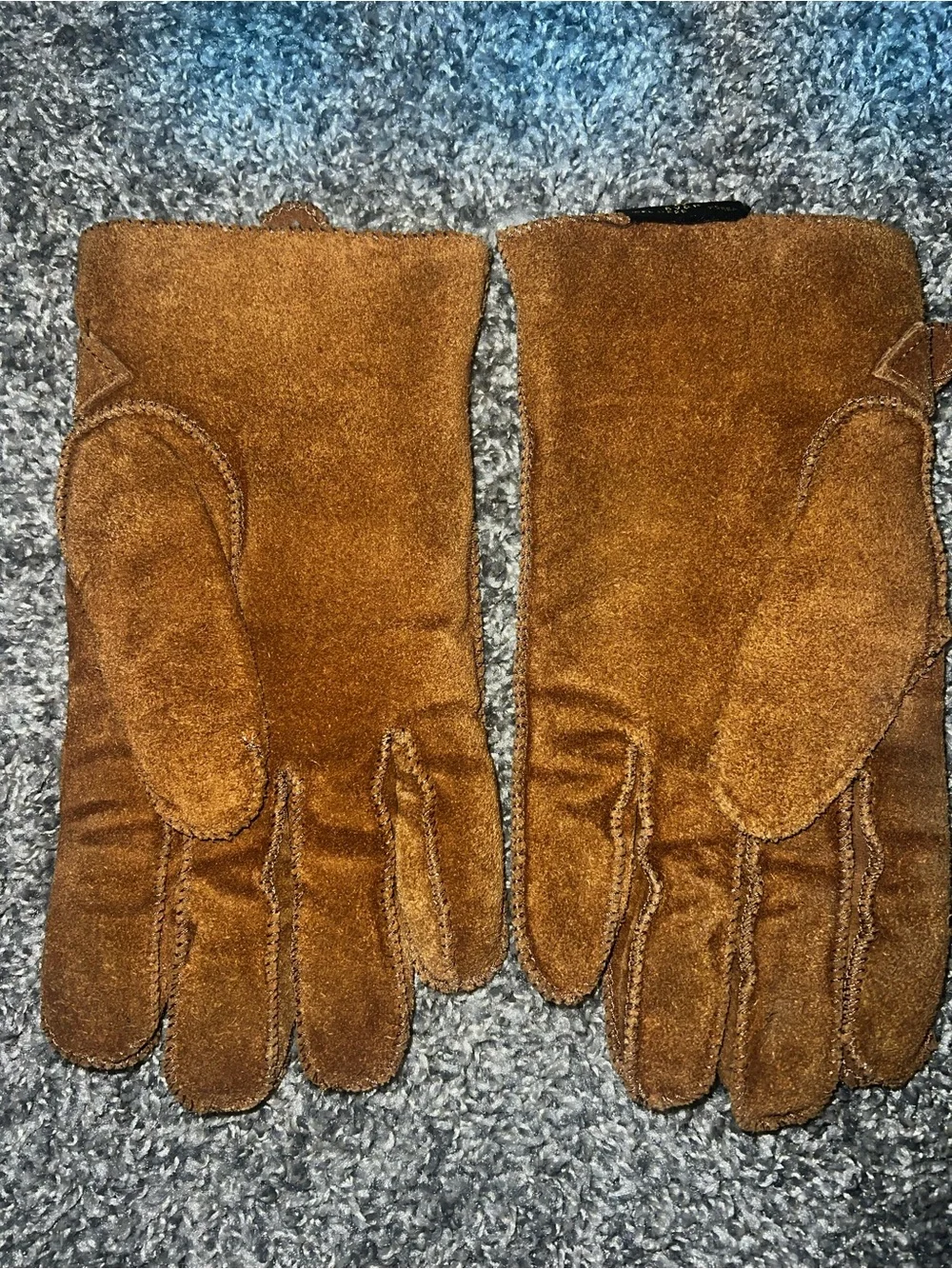 Avon Women's Brown Suede Gloves with Strap Detail
